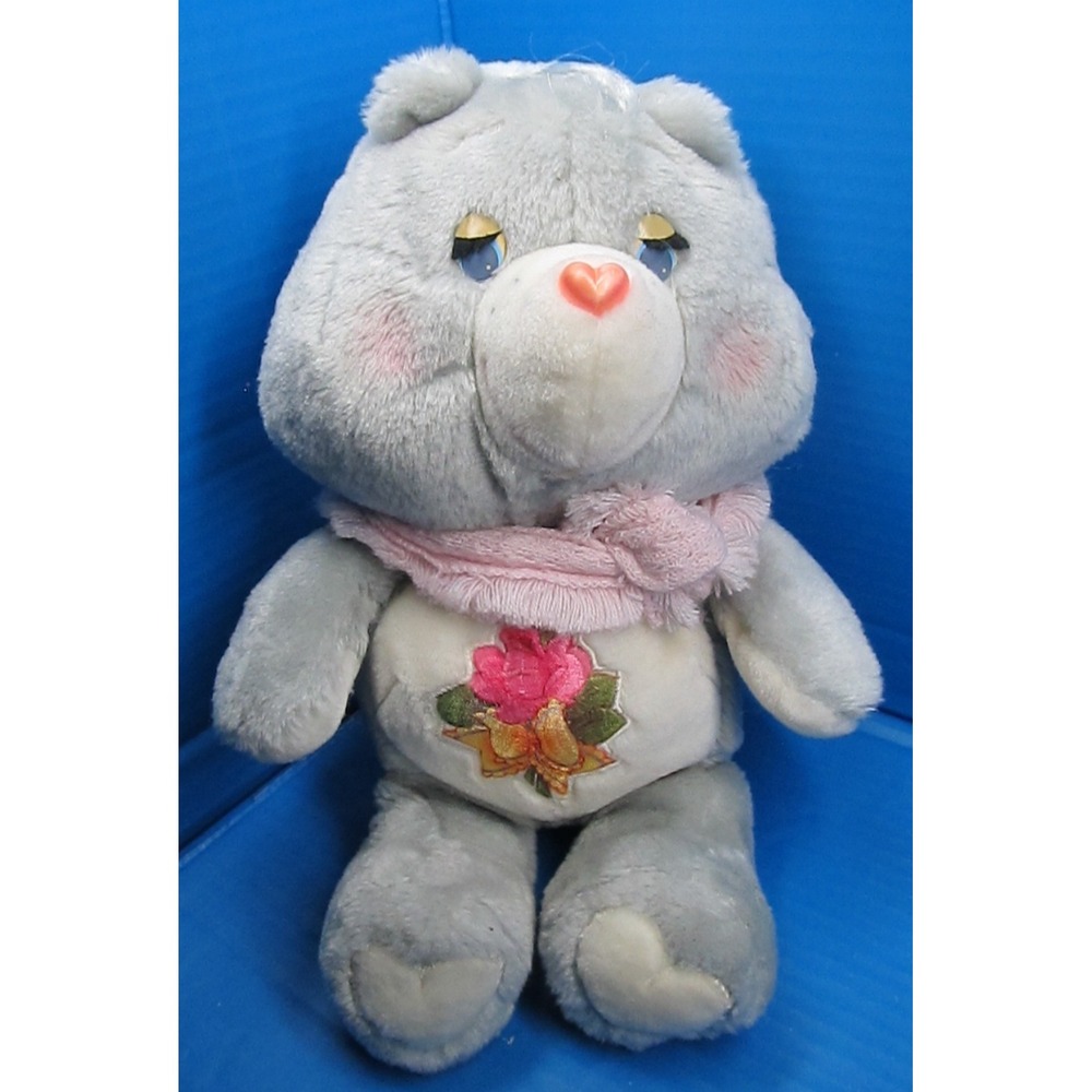 Vintage 1983 Care Bears Grams Bear Kenner 14" Plush Pink Shawl Grandma Gray